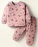 Tango Single Jersey Knit Full Sleeves Teddy Bear Printed Co-Ords Night Suit - Pink