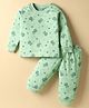 Tango Single Jersey Knit Full Sleeves Teddy Bear Printed Co-Ords Night Suit - Light Green
