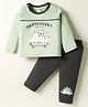 Tango Single Jersey Knit Full Sleeves T-Shirt & Lounge Pant Set with Dino Print - Light Green