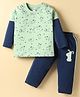 Tango Single Jersey Knit Full Sleeves Twofer T-Shirt & Pant Set with Doggy Print - Cameo Green & Navy Blue