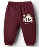Tango Knit Full Length Fleece & Woolen Lounge Pant With Text Print - Maroon