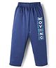 Tango Single Jersey Knit Full Length Track Pant With Text Print - Navy Blue