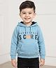 Taeko Full Sleeves Hooded Fleece Sweatshirt with Kangaroo Pocket & Text - Light Blue