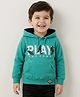 Taeko Full Sleeves Hooded Fleece Sweatshirt with Kangaroo Pocket & Text - Mint
