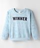 Taeko Fleece Knit Full Sleeves Sweatshirt With Text Print - Light Blue