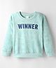 Taeko Fleece Knit Full Sleeves Sweatshirt With Text Print - Aqua Blue