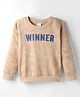Taeko Fleece Knit Full Sleeves Sweatshirt With Text Print - Light Brown
