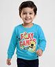 Taeko Single Jersey Knit Full Sleeves T-Shirt with Play Games Text Print - Light Blue