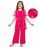 EARTHY TOUCH Woven Half Sleeves Indo Western Sets with Mirror Work & Foil Print - Dark Pink