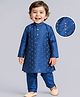EARTHY TOUCH Kurta Pajama Set With Sequin Embroidered - Navy Blue