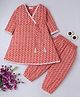 BAATCHEET Cotton Woven Three Fourth Sleeves Chervon Printed Angrakha Kurti With Coordinating Pant Set - Orange