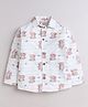 BAATCHEET Cotton Woven Full Sleeves Cute Bear Printed Shirt - White