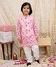 KID1 Cotton Woven Full Sleeves Lotus & Cow Printed Kurta Pyjama With Jacket - Pink