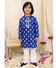 KID1 Cotton Woven Full Sleeves Floral Printed Mirror Work Detailed Kurta Pyjama Set - Blue