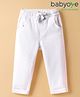Babyoye Cotton Blend Woven Full Length Washed Denim Jeans with Stretch - White