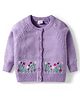 Babyhug Knitted Full Raglan Sleeves Front Open Sweater With Floral Embroidery - Lavender