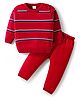 Babyhug Knit Full Sleeves Striped Pullover Sweater Set - Red & Navy Blue