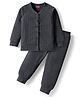 Babyhug Knit Full Sleeves Solid Front Open Thermal Set - Charcoal Grey