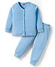 Babyhug Knit Full Sleeves Front Open Solid Thermal Set - Light Blue