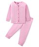 Babyhug Cotton Knit Full Sleeves Solid Color Thermal Vest & Pant Set - Pink