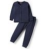 Babyhug Knit Full Sleeves Solid Color Thermal Inner Wear Set - Navy Blue