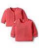 Babyhug Knit Full Sleeves Solid Pullover & Front Open Thermal Vest Pack of 2 - Coral