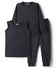 Babyhug Knit Full Sleeves Solid Thermal Set With Vest - Charcoal Grey