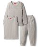 Babyhug Knit Full Sleeves Solid Color Pullover & Sleeveless Thermal Vest & Pant Set - Light Grey