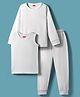 Babyhug Knit Full Sleeves Solid Color Pullover & Sleeveless Thermal Vests & Pant Set - Offwhite
