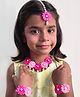 Lime By Manika Pearls Embellished Floral Applique Detailed Jewellery Set - Light & Dark Pink