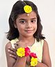 Lime By Manika Floral Applique Detailed Jewellery Set - Yellow & Dark Pink