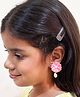 Lime By Manika Floral Applique Detailed Pearl Drops Embellished Earrings - Light Pink