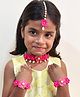 Lime By Manika Floral Designed Pearls Embellished Jewellery Set - Dark Pink