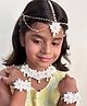 Lime By Manika Floral Designed Pearls Embellished Jewellery Set - White