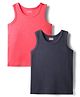 Babyhug Cotton Knit Sleeveless Solid Coloured Thermal Wear Vest Pack Of 2 - Navy Blue & Dark Pink