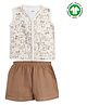 The Boo Boo Club 100% Cotton Muslin Woven Sleeveless Baby Animals Printed Shirt & Shorts Set - Beige