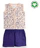 The Boo Boo Club 100% Cotton Muslin Woven Sleeveless Baby Animals Printed Shirt & Shorts Set - Tan