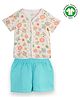 The Boo Boo Club 100% Cotton Muslin Woven Half Sleeves Space Theme Printed Shirt & Shorts Set - Off White