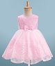 Babyhug Sleeveless Sequins & Floral Embroidered Detailing Fit & Flare Mesh Party Dress - Pink