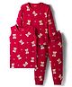 Babyhug Knit Full Sleeves Co-ords Pullover Thermal Wear Set with Bear Print - Maroon