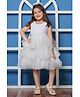 Bella Moda Net Woven Sleeveless Beads Embellished Textured Layered Dress - White