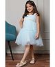 Bella Moda Net Woven Sleeveless Beads Embellished Dress -  Blue