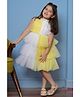 Bella Moda Net Woven Sleeveless Colour Blocked Layered Dress - Yellow