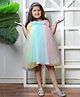 Bella Moda Net Woven Sleeveless Colour Blocked Dress - Multi Colour