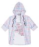 CAVIO Cotton Woven Full Sleeves Checked Hooded Shirt With Tee - Pink