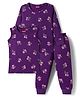 Babyhug Knit Full Sleeves Co-ords Pullover Thermal Wear Set with Floral Print - Purple