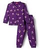 Babyhug Knit Full Sleeves Thermal Inner Wear Set With Floral Print - Purple