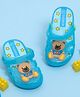 Yellow Bee Teddy Bear Applique Detailed Perforated Clogs - Blue