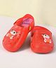 Yellow Bee Winking Panda Applique Detailed Perforated Clogs - Red