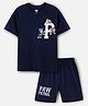 Nap Chief Cotton Knit Paw Patrol Featuring Half Sleeves Characters Printed Coordinating Tee & Shorts Set - Navy Blue